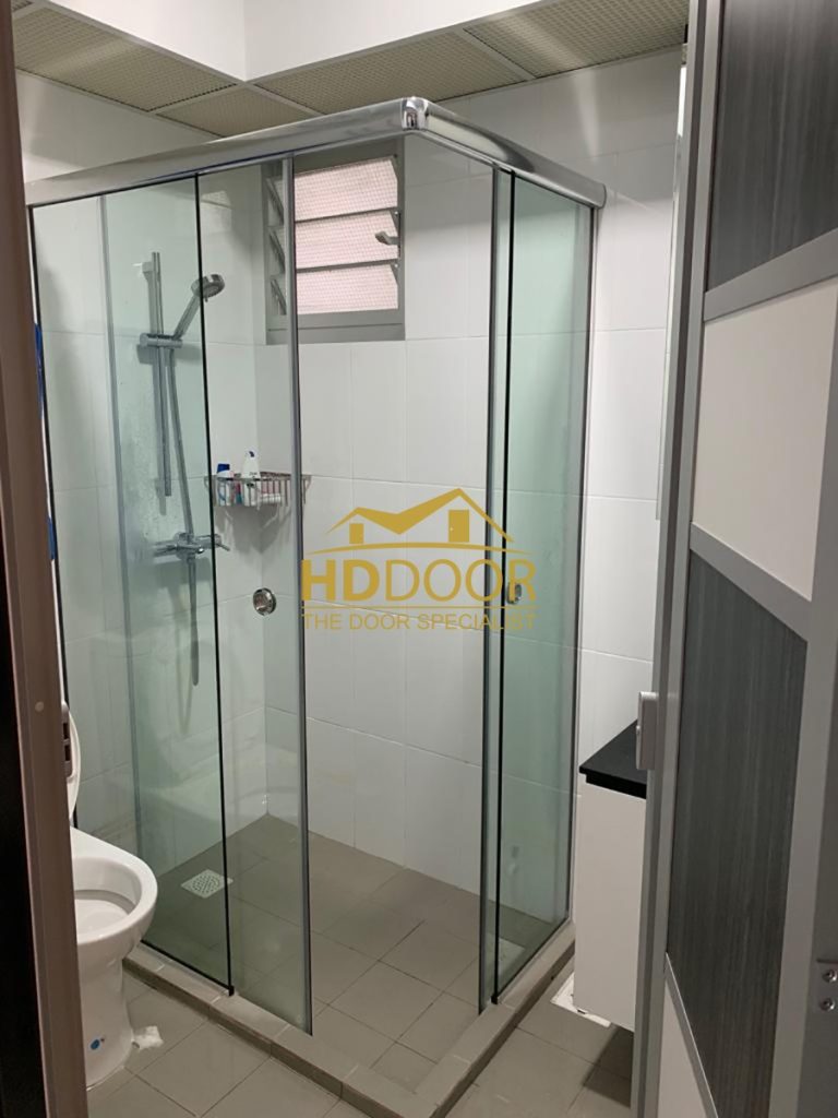 L Shape Sliding Shower Screen Glass Shower Screen Singapore