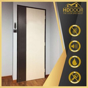 Laminate Soild Bedroom Door with Two Tone Colour & Stainless Steel Inlay Strip