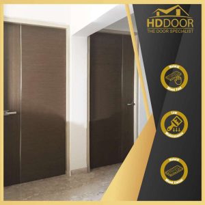 Veneer Solid Door with Stainless Steel Inlay Strip