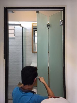 BiFold Glass Door With Frosted Tempered Glass